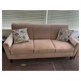 Three-Cushion Sofa with Floral Accent Pillows