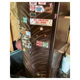 Metal Storage Cabinet with Assorted Decals and Stickers