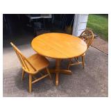 Wooden Drop-Leaf Dining Table with Matching Spindle-Back Chairs