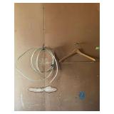 Assorted Garage Items Including Aluminum Step Ladder, Folding Chair, Hanger, and Bag