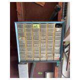 Metal Frame Hardware Organizer with Plastic Drawers Filled with Fasteners