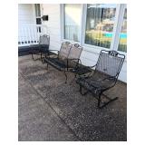Black Metal Mesh Patio Set Including Settee, Glider Chairs, and Tables