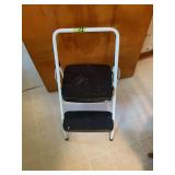 Cosco Two-Step Folding Step Stool with White Frame and Black Treads