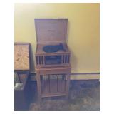Detrola Wooden Cabinet Multi-Media Stereo System with Turntable, CD Player, Radio, and Matching Stand