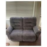 Gray Fabric Two-Seat Reclining Loveseat with Manual Levers