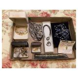 Assorted Jewelry Lot with Necklaces, Cufflinks, Watch, and Pendants