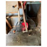 Assorted Yard and Garden Tools with Rakes and Shovels Lot
