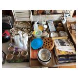 Box Lot of Kitchenware, Glassware, and Household Goods