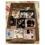Costume Jewelry Assortment Lot with Bracelets Earrings and Watch