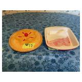 Ceramic Pie Baker with Cover and Crofton Red Square Stoneware Baking Dish