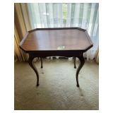 Wooden Accent Table with Octagonal Top and Cabriole Legs