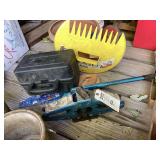 Assorted Tools Lot Including Scissor Jack, Stanley Saws, and Tool Box with Hole Saws