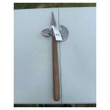 Halberd Polearm Weapon with Wooden Shaft and Metal Blade