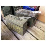Lot of Two Military Surplus Steel Ammo Cans with Contents