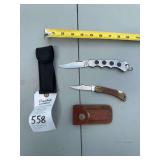Lot of Two Folding Pocket Knives with Sheaths