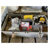 Plastic Toolbox with Assorted Hand Tools, Screwdriver Bits, and Hardware