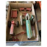Assorted Metal Toy Farm Tractors and Implements Lot