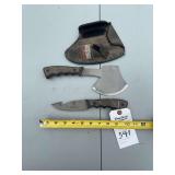 Smith and Wesson Bullseye Hatchet and Gut Hook Knife Set with Sheath