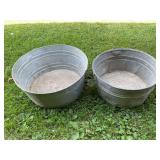 Set of Two Galvanized Metal Wash Tubs