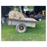 Wooden Farm Utility Trailer with Single Axle and Pneumatic Tires