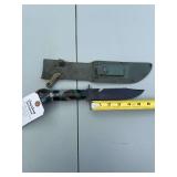 Camo Fixed Blade Survival Knife with Sheath and Sawback