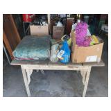 Assorted Household Cleaning Supplies and Table Lot