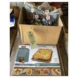 Box Lot with Copper Chef Crisper and Metal Butterfly and Patriotic Wall Decor