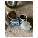 Assorted Metal Pots and Enamelware Cookware