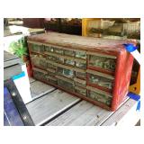 Red Plastic Parts Organizer Cabinet with Multi-Drawer Hardware Storage