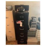 Black Metal Filex Five-Drawer Filing Cabinet with Contents