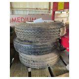 Set of Three Heavy Duty Ribbed Tires on Rims
