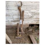 Assorted Hand Tools Including Sledgehammer and Axes