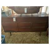 Mid-Century Modern Wooden Dresser with Nine Drawers and Tapered Legs