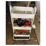 Rolling 3-Tier Utility Cart with Assorted Power Tool Accessories and Welding Rods