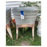 Galvanized Metal Wash Tub on Metal Stand