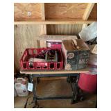 Assorted Shop Items Including Northwestern Steel and Wire Nails, Red Crate, and Hardware