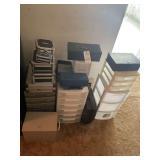 Lot of Storage Cases, Plastic Drawer Units, and Cash Boxes