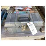 Stack-On Plastic Toolbox Containing Assorted Hand Tools, Sockets, and Wrenches