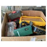 Assorted Box of Hand Tools, Drill Bit Sets, and Electrical Accessories