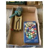 Tin Lithographed Crane Toy and Cardinal Kids Collection Deluxe Marbles Set