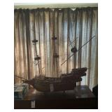 Large Wooden Model Tall Ship