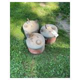Set of Three Metal Fuel Cans with Wire Bail Handles
