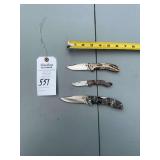 Lot of Three Buck Folding Pocket Knives with Camouflage Handles