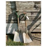 Set of Two Aluminum Scoop Shovels with Wooden D-Grip Handles