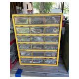 Yellow Stack-On 18-Drawer Parts Organizer Cabinet with Assorted Hardware