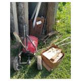 Assorted Lot of Metal Plates, Leaf Springs, and Cart