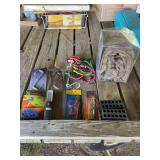 Assorted Hardware and Tools Lot Including Hooks, Bungee Cords, Grommets, and Drill Bits