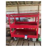 Red Three-Shelf Rolling Utility Cart