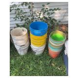 Assorted Plastic Buckets and Pails in Various Colors