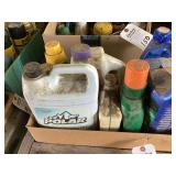 Box Lot of Automotive Fluids and Lawn Care Chemicals